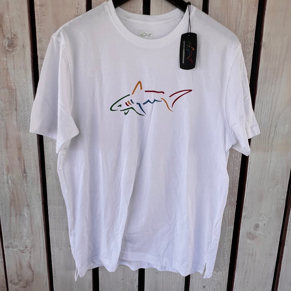 Greg Norman T-Shirt Women Large White New Graphic Logo Athleisure G7XOK726